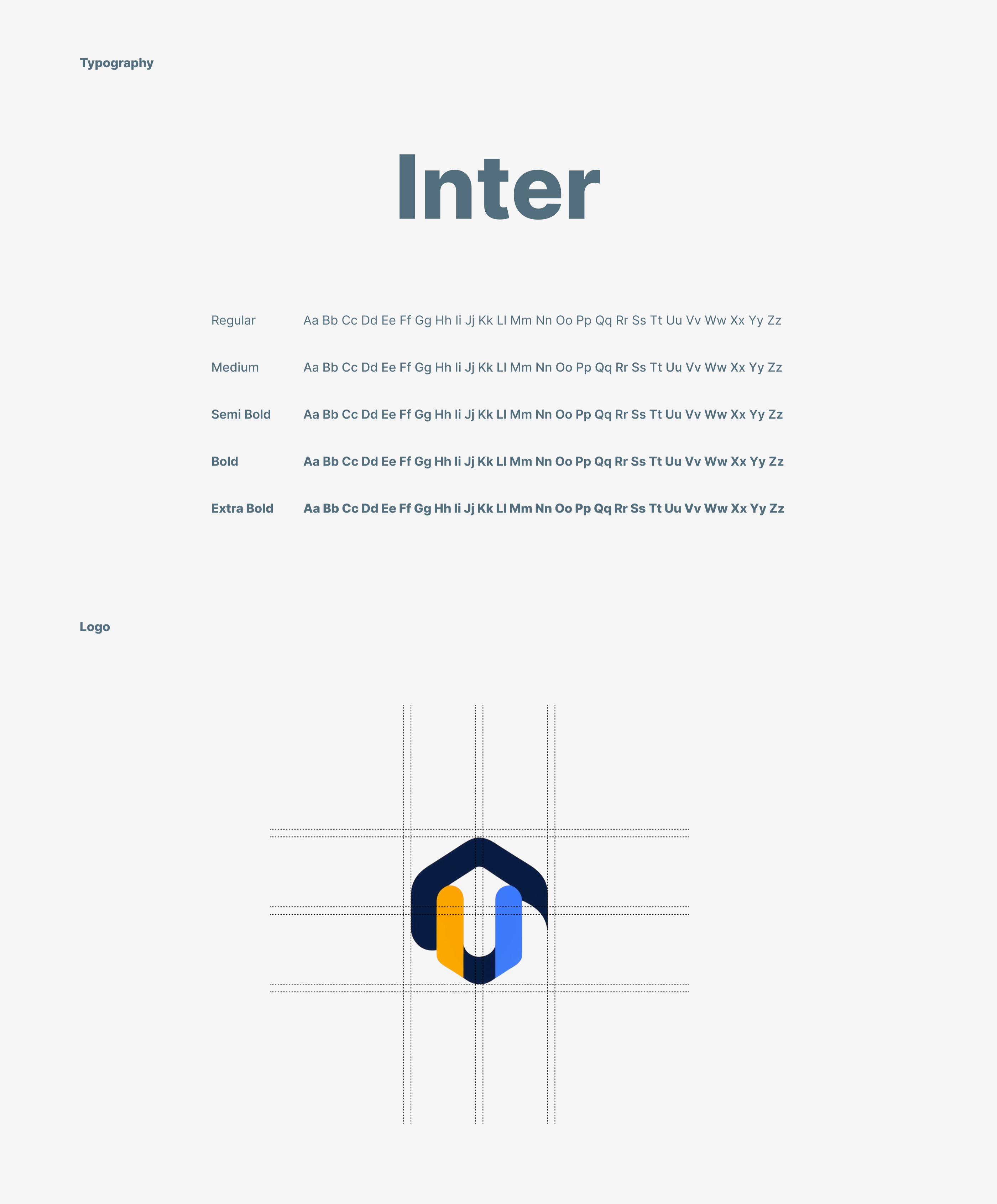 Typography in Inter, and the UPGO logo construction