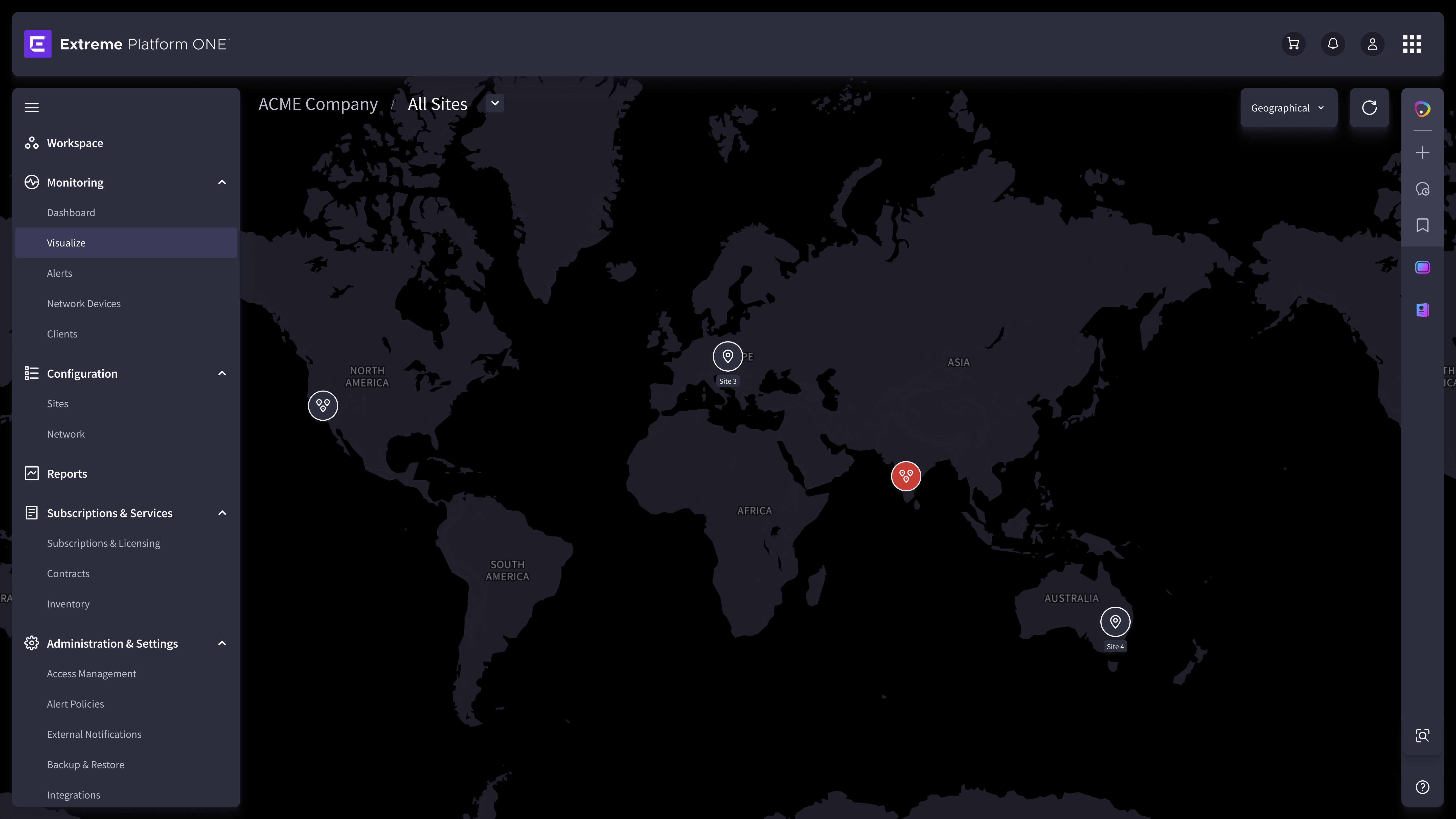 EP1 Visualize — Geographical topology view